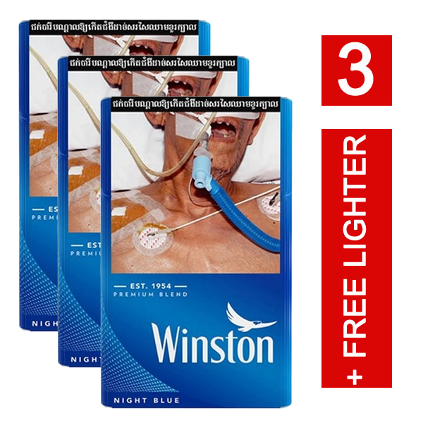 3 x Winston Night Blue with free Lighter