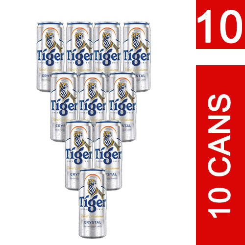 10 x Tiger Crystal Beer - 330ml Can (Tall)